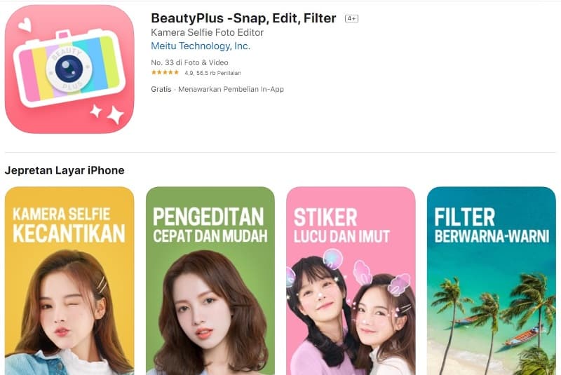 BeautyPlus Snap Edit Filter