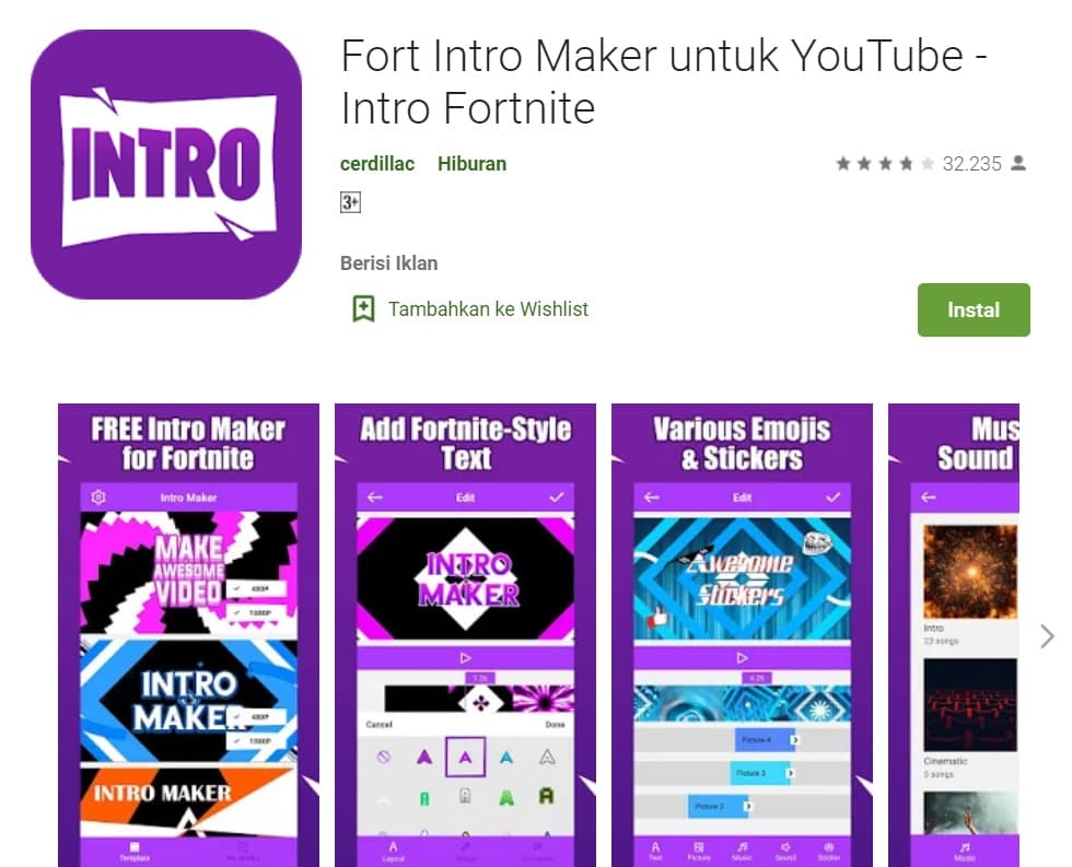Fort Intro Maker untuk YouTube Intro Fortnite
