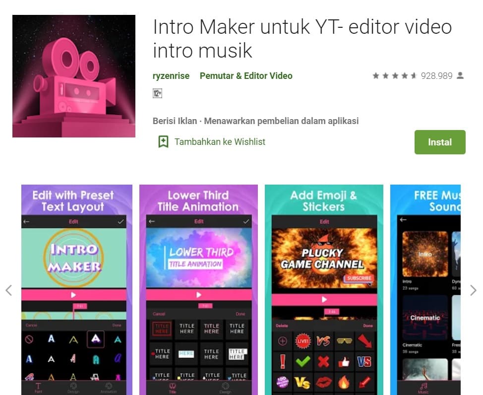 Intro Maker untuk YT editor video intro musik