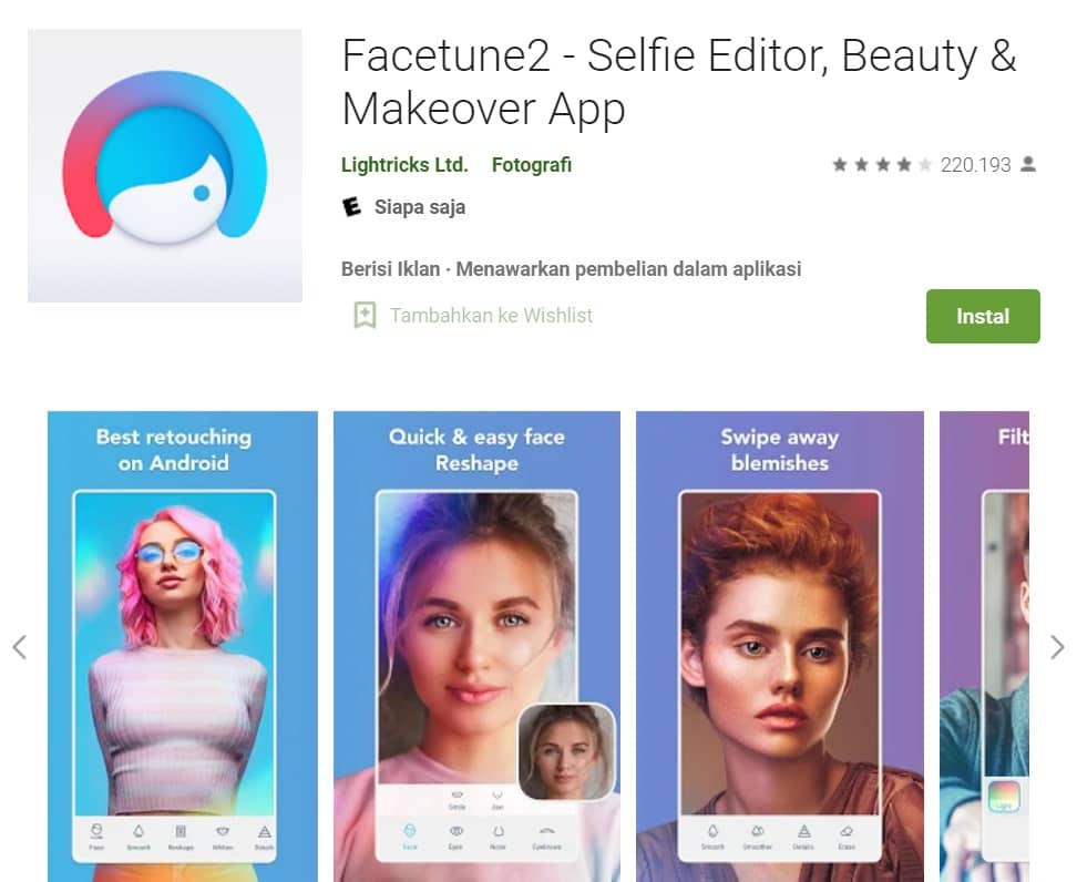 Facetune2 Selfie Editor Beauty Makeover App