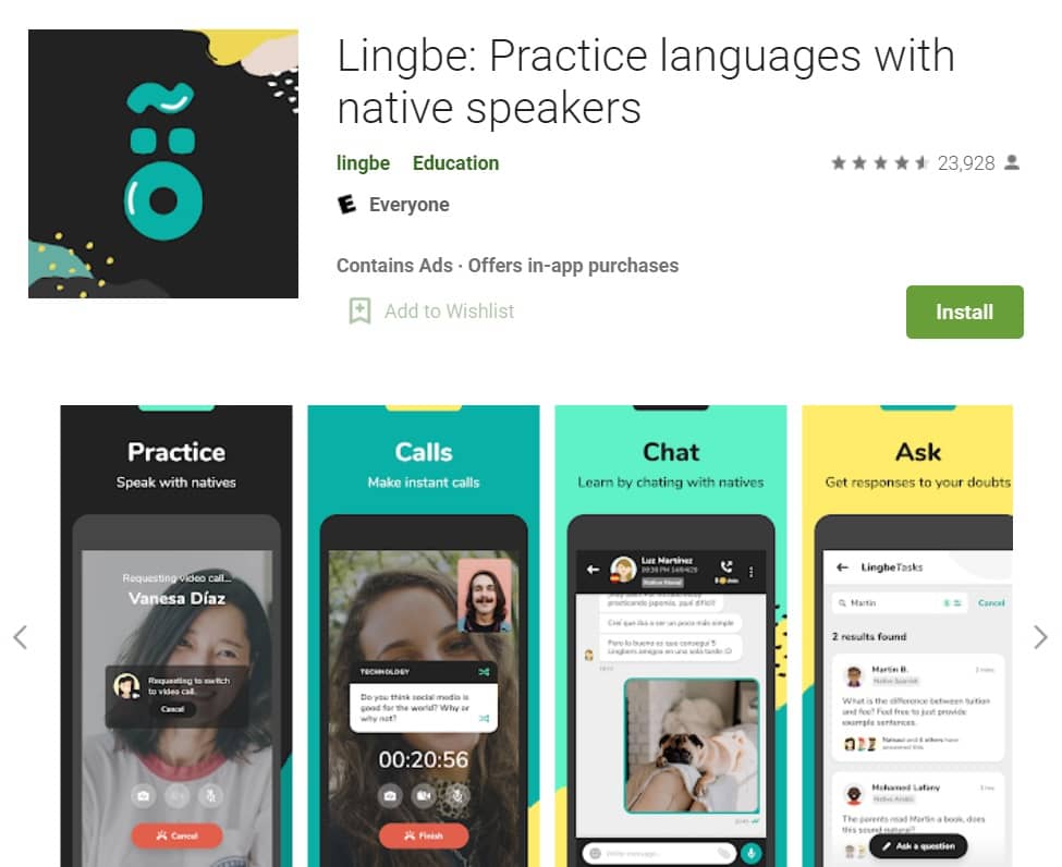 Lingbe Practice Languages with Native Speakers