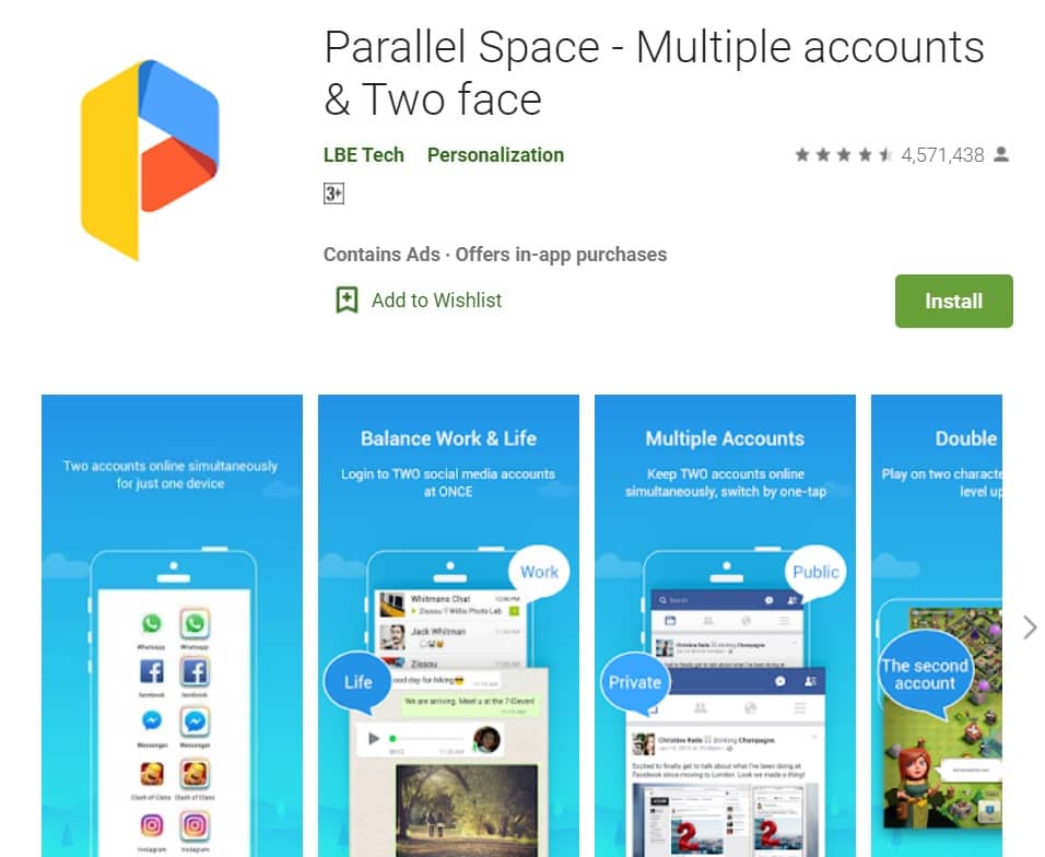 Parallel Space Multiple accounts Two face