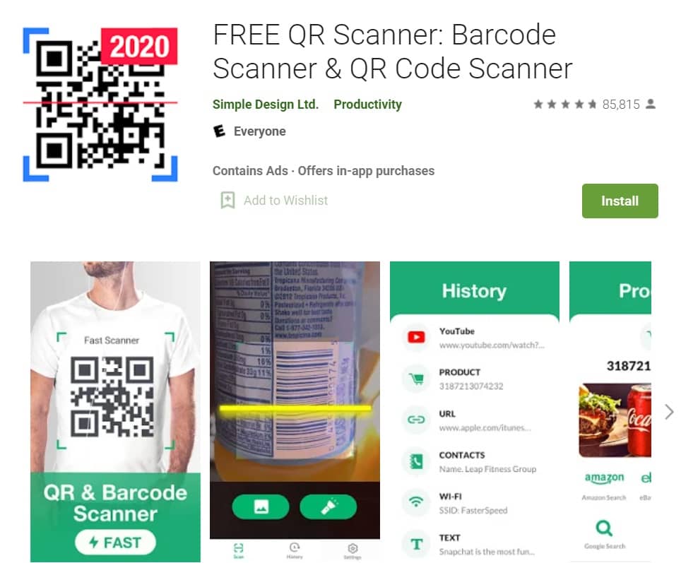 FREE QR Scanner Barcode Scanner QR Code Scanner