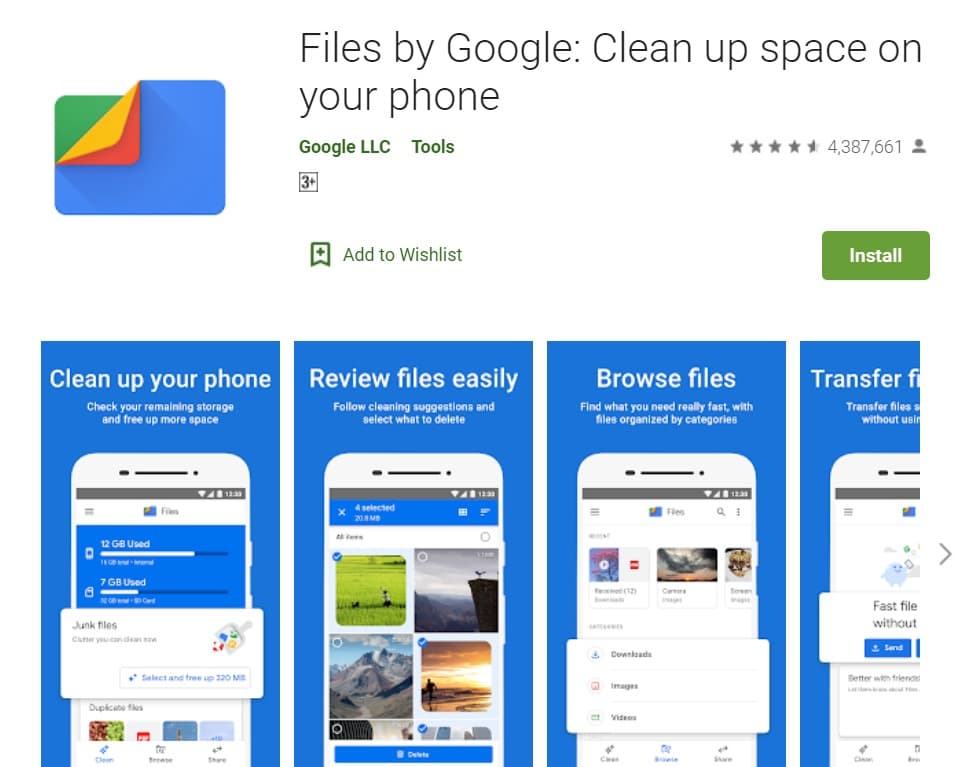 Files by Google Clean Up Space On Your Phone