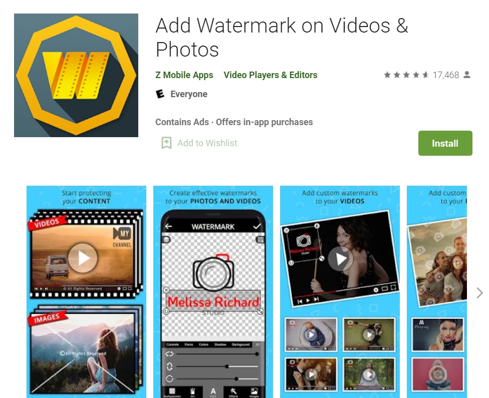 Add Watermark on Videos Photos